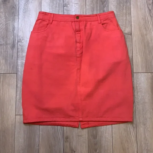 Sudden Impact 5-Pocket Denim Jeans Skirt with Slit Red Vintage 90’s Women’s 14 - Picture 6 of 6